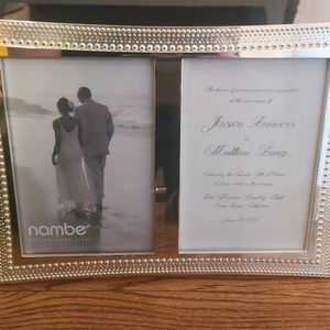 Nambe beaded silver wedding frame